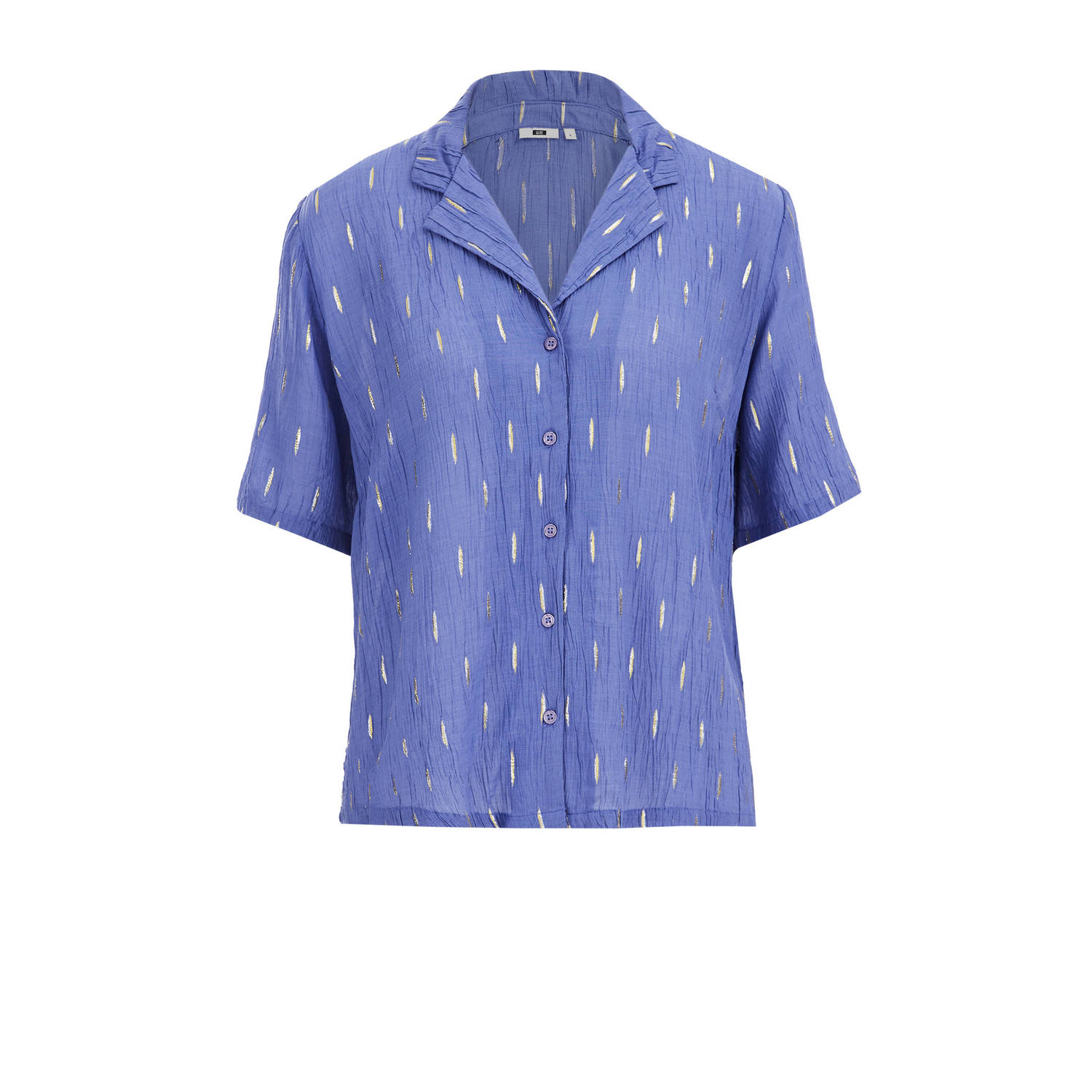 WE Fashion blouse met all over print en textuur blauw goud