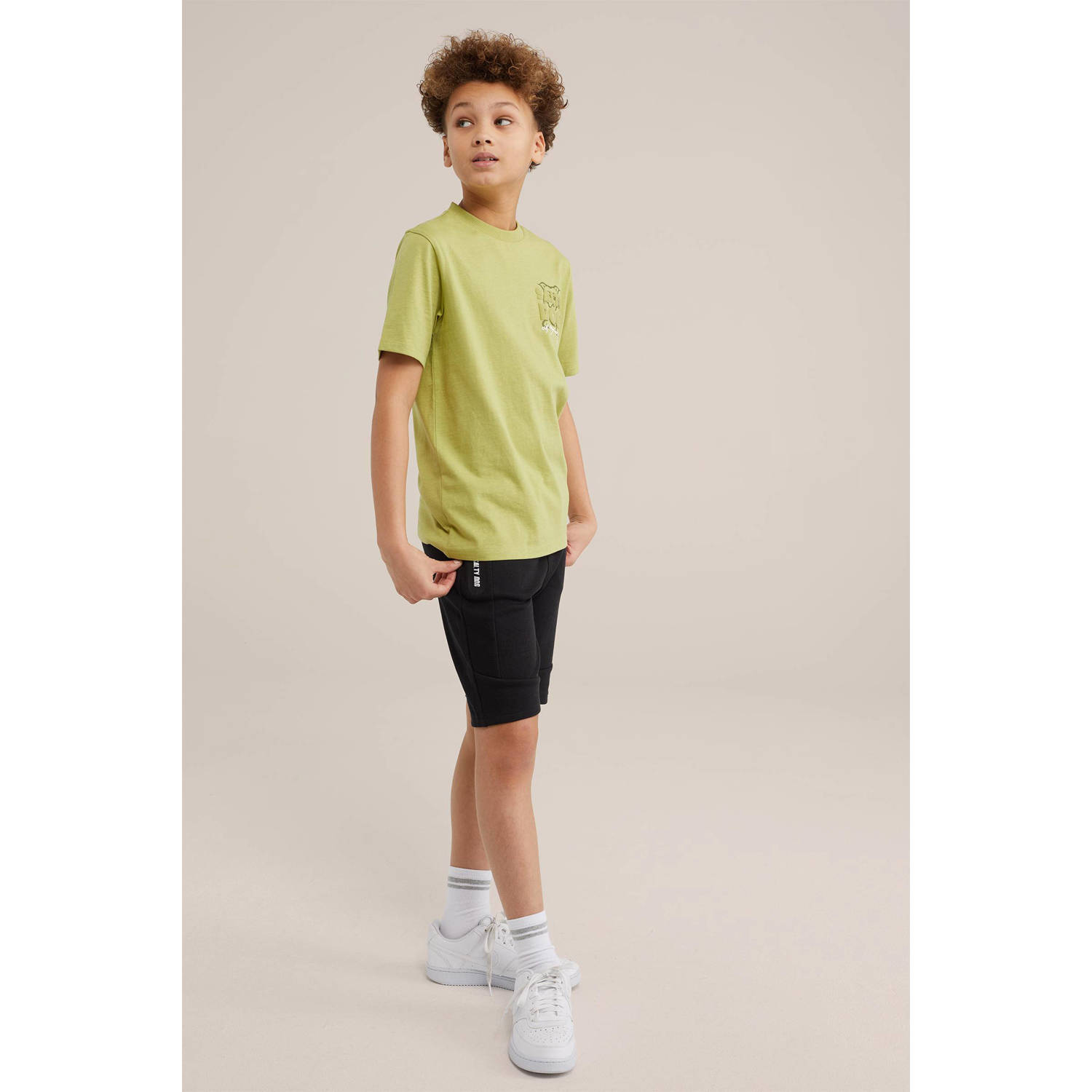 WE Fashion slim fit sweatshort zwart