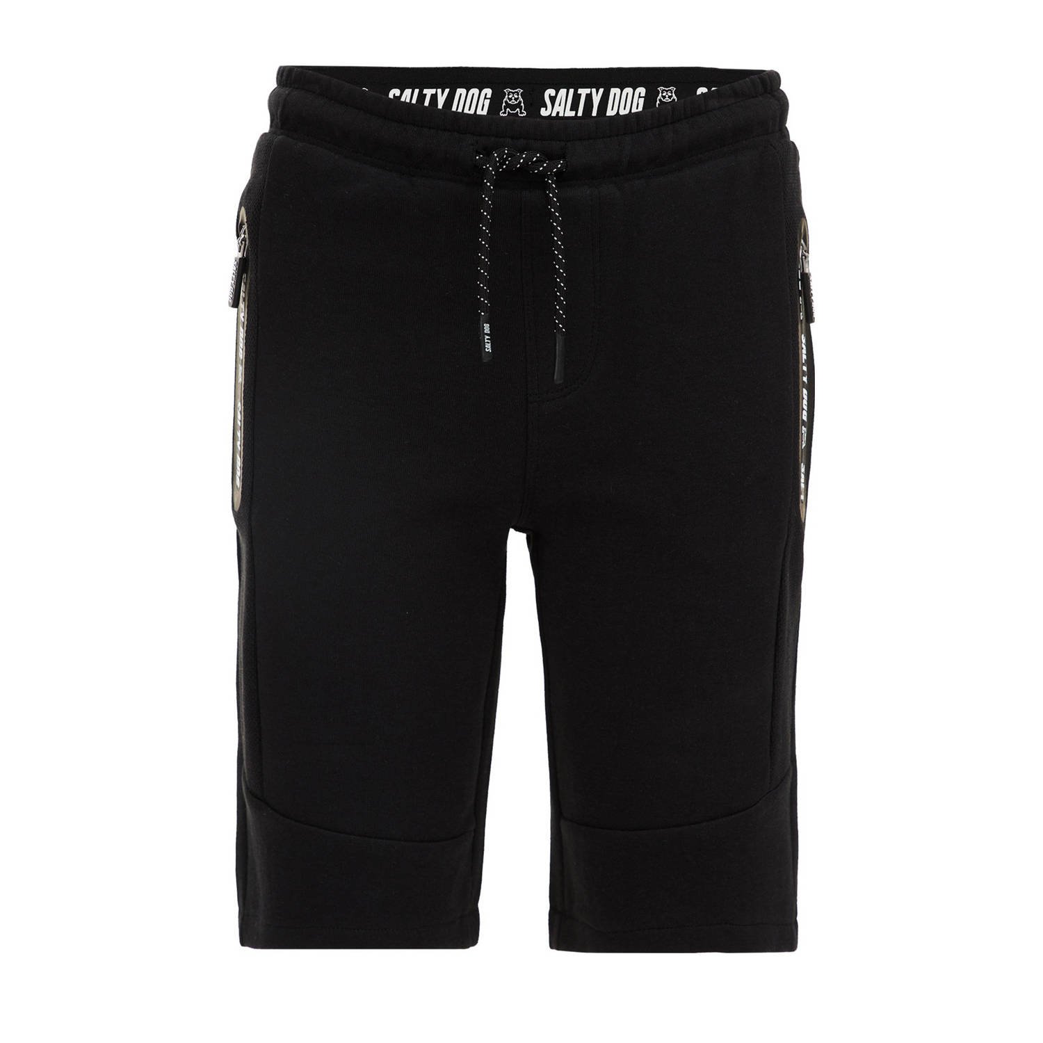 WE Fashion slim fit sweatshort zwart Effen 122 | Sweatshort van