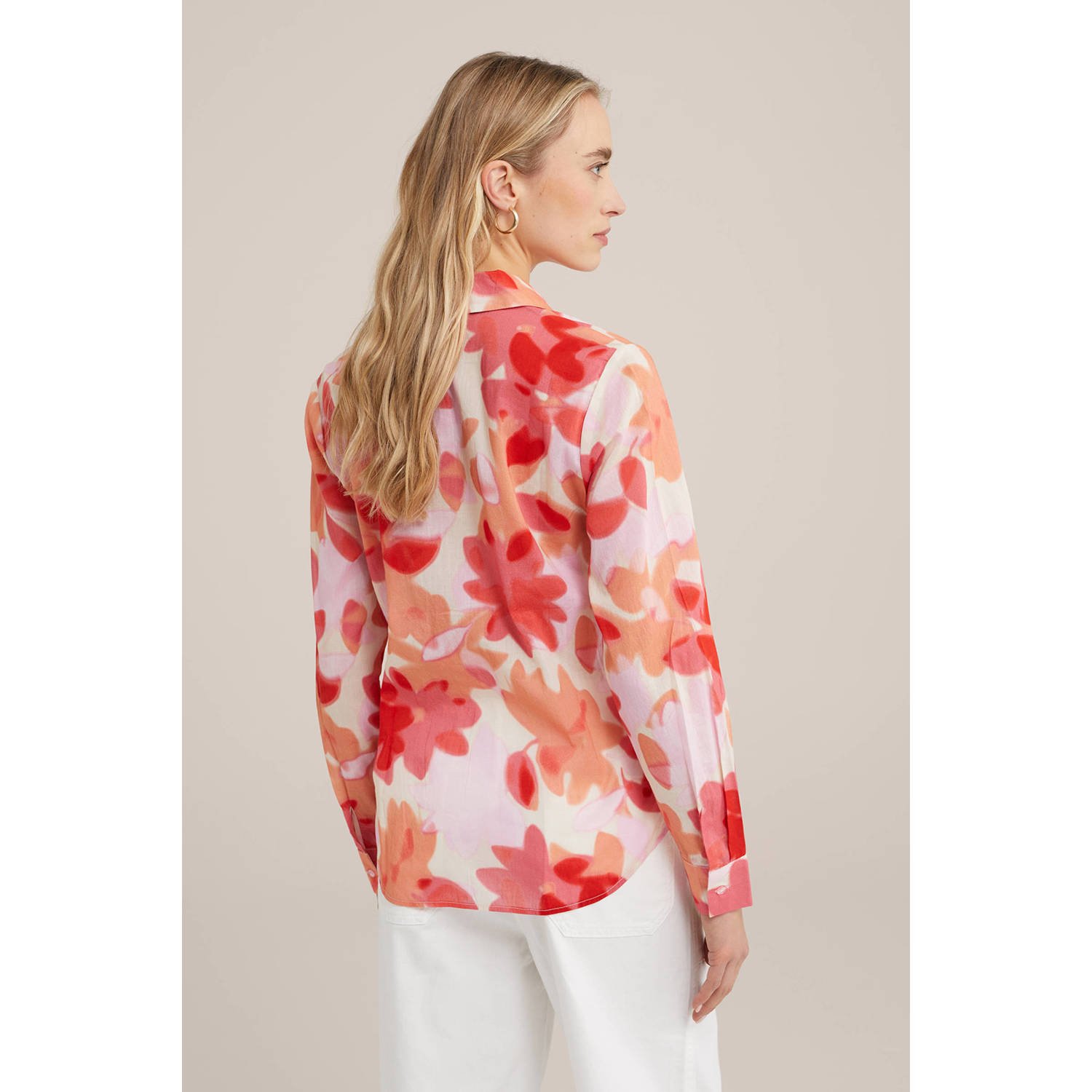 WE Fashion blouse met all over print rood roze oranje