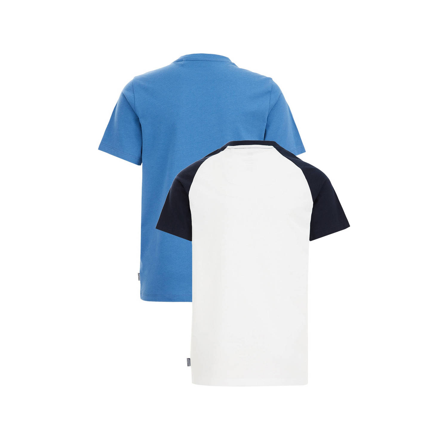 WE Fashion T-shirt set van 2 blauw wit