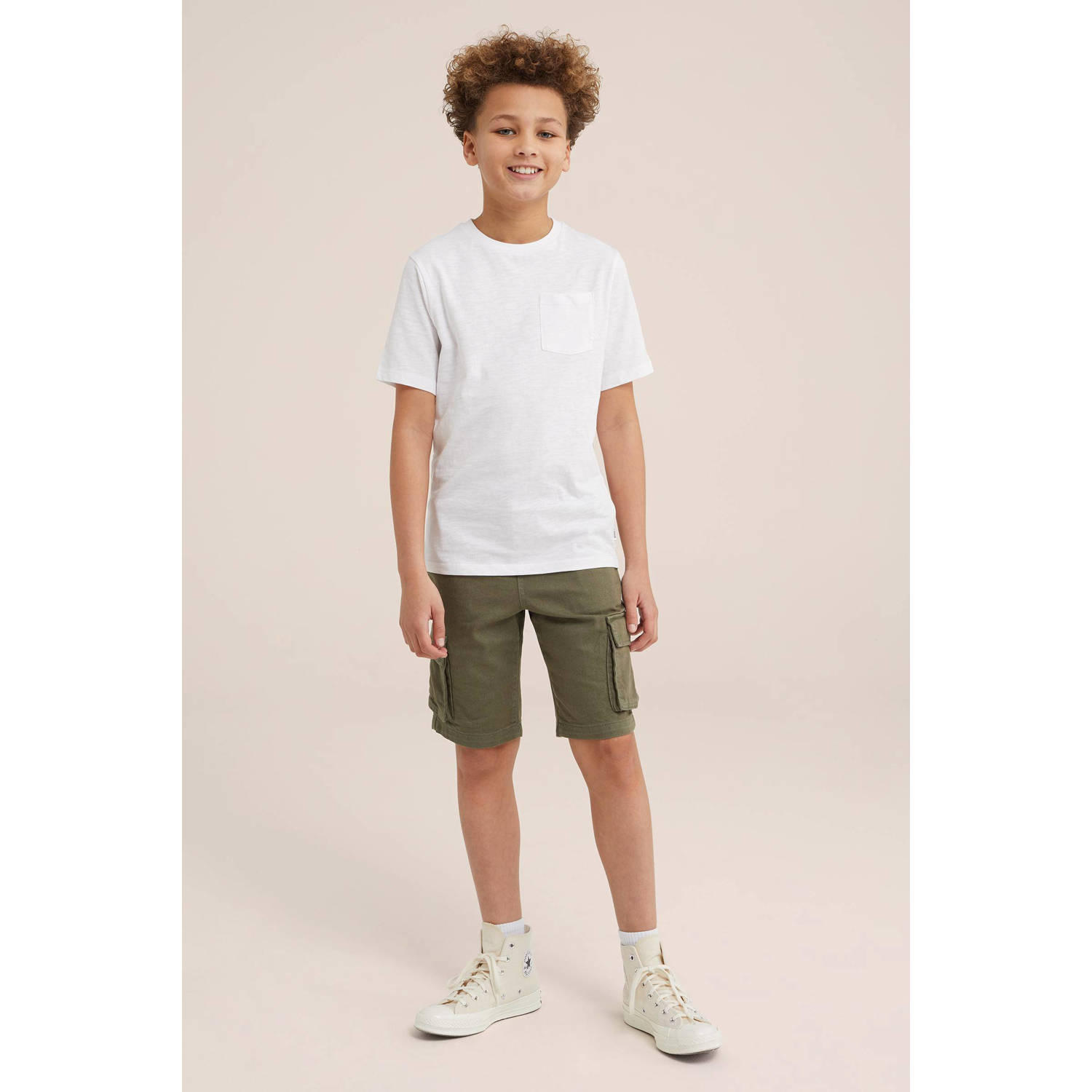 WE Fashion straight fit cargo short kaki