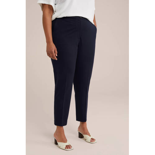 WE Fashion Curve tapered fit broek donkerblauw afbeelding