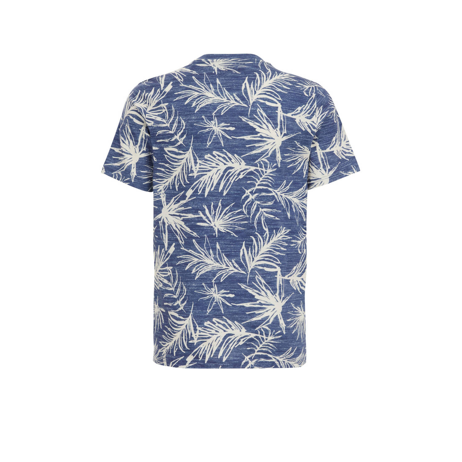 WE Fashion T-shirt met bladprint blauw