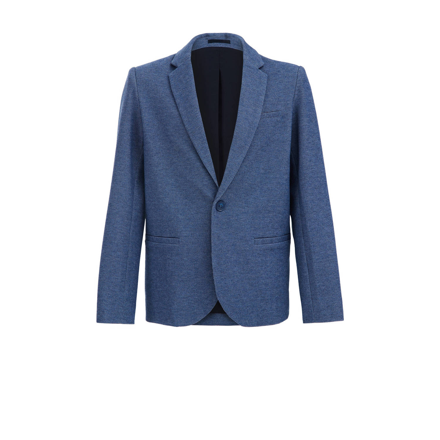 WE Fashion colbert blauw Jongens Polyester Smokingkraag Effen 110 116