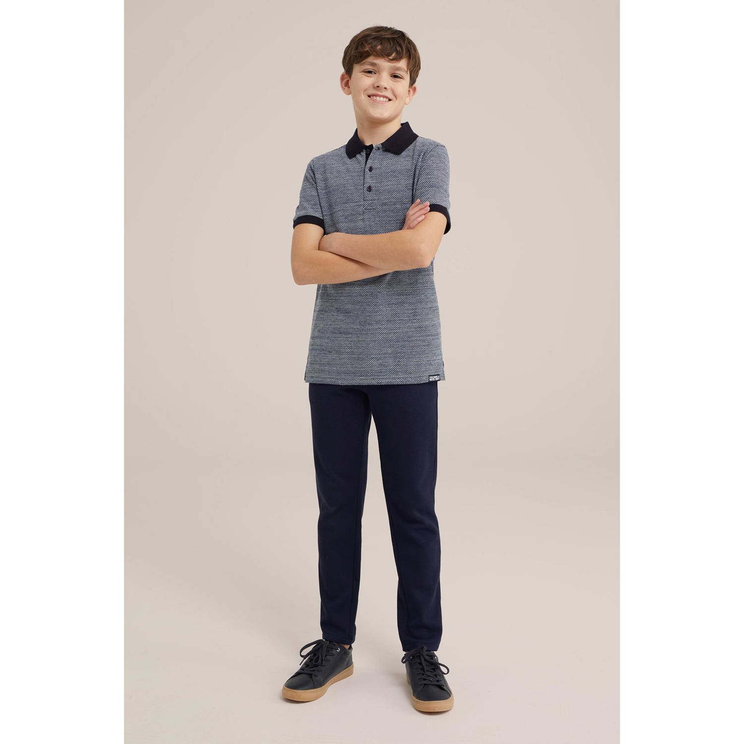 WE Fashion slim fit broek donkerblauw