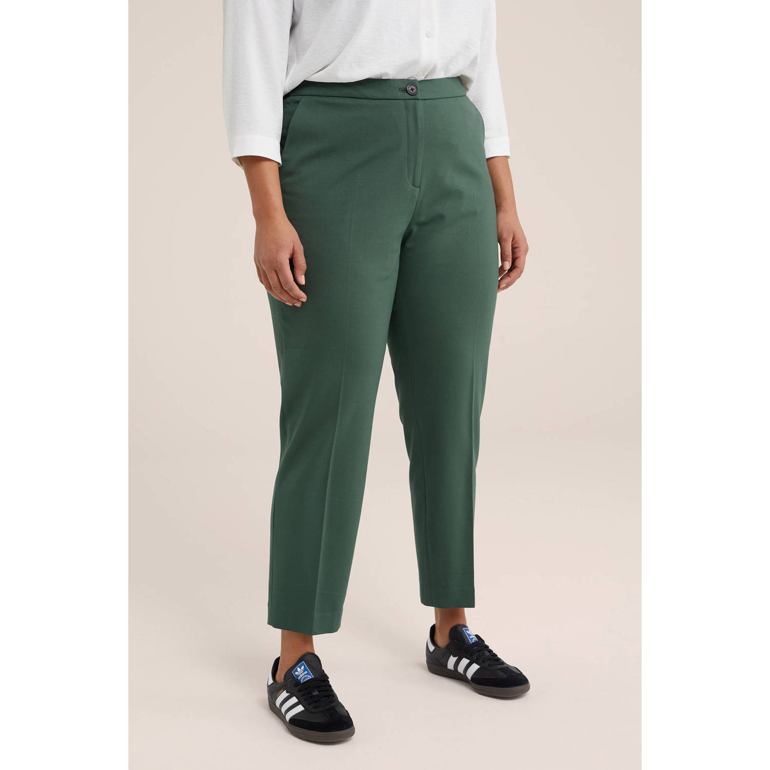 WE Fashion Curve tapered fit broek groen