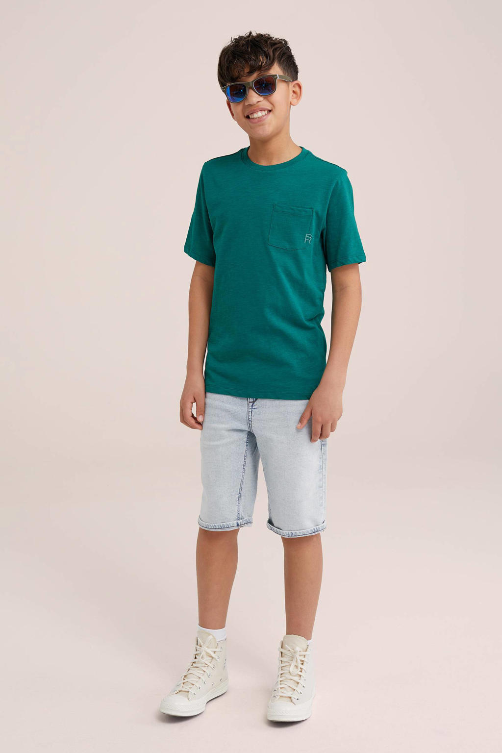 WE Fashion Blue Ridge T-shirt donkergroen