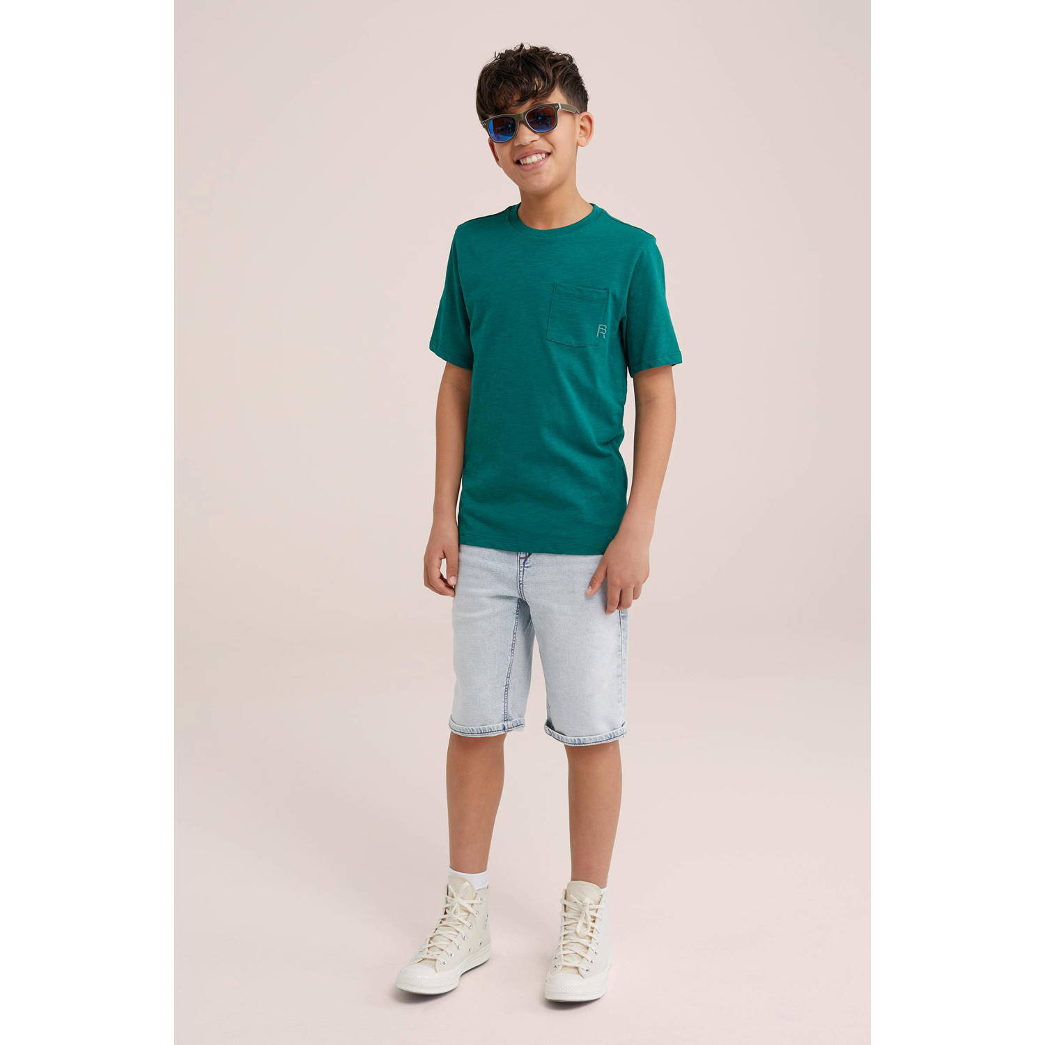WE Fashion Blue Ridge T-shirt donkergroen