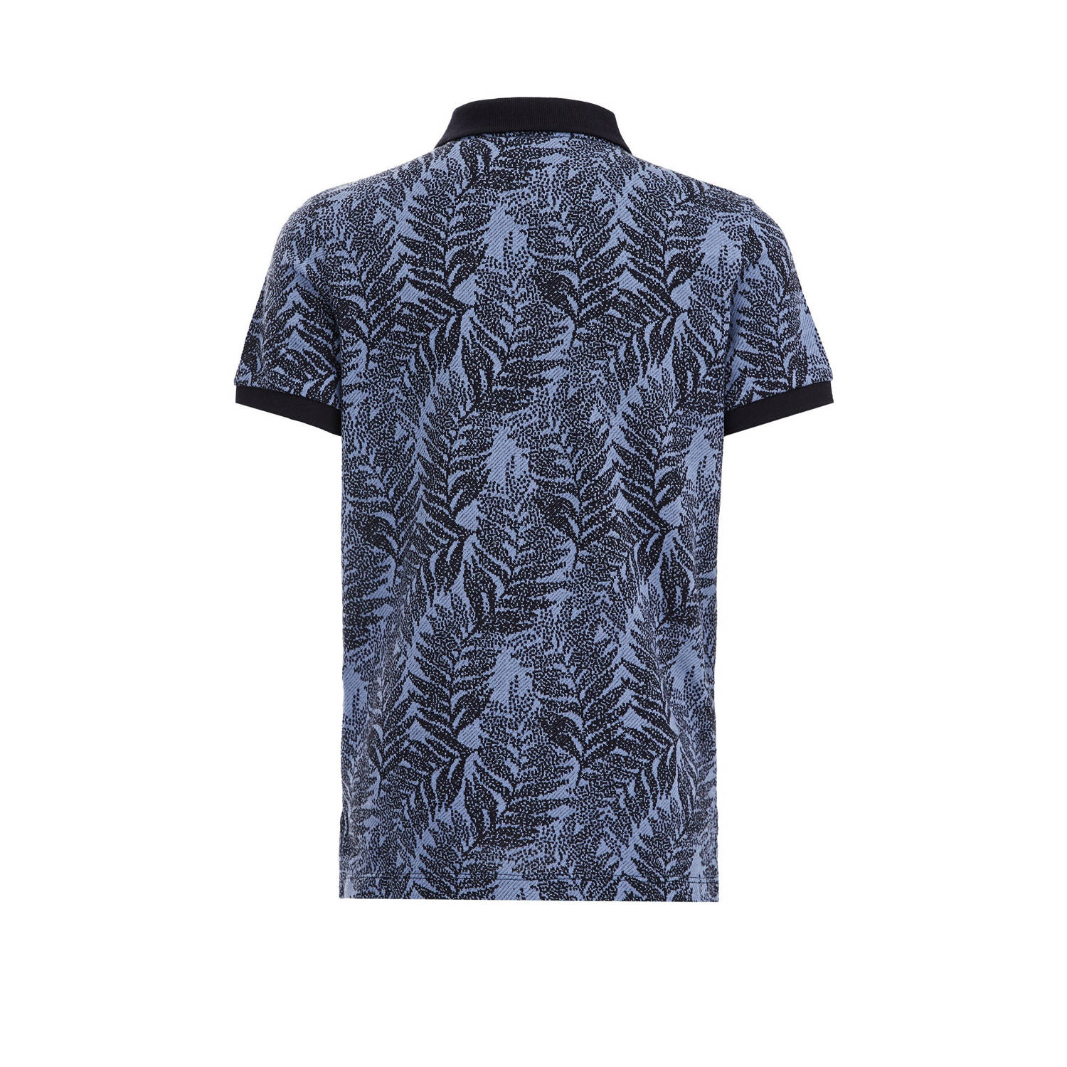 WE Fashion polo met bladprint donkerblauw