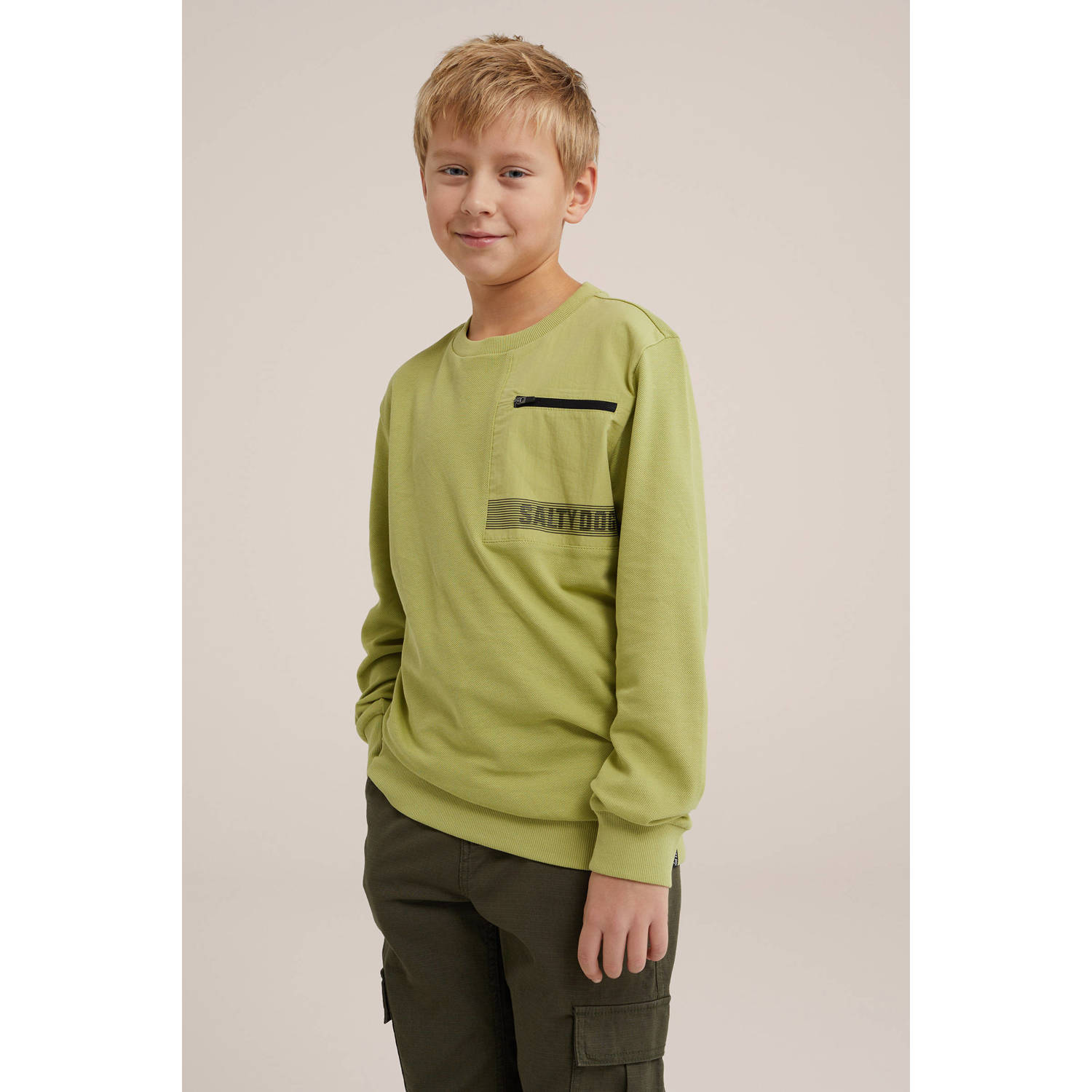 WE Fashion longsleeve met printopdruk groen