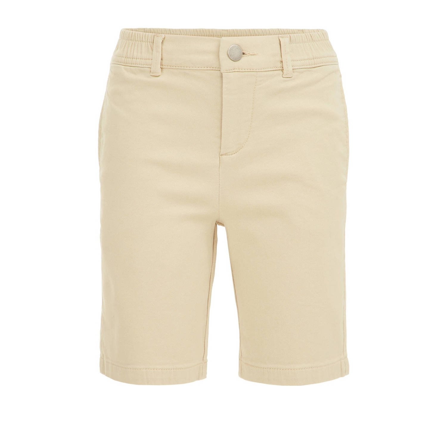 WE Fashion tapered fit chino short zand Korte broek Beige Jongens Biologisch katoen 122