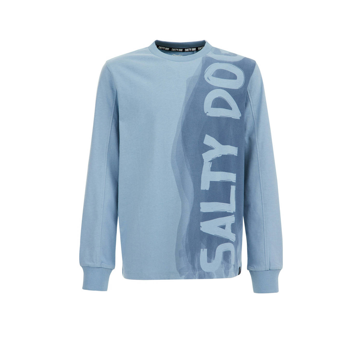WE Fashion sweater met tekst lichtblauw Tekst 110 116