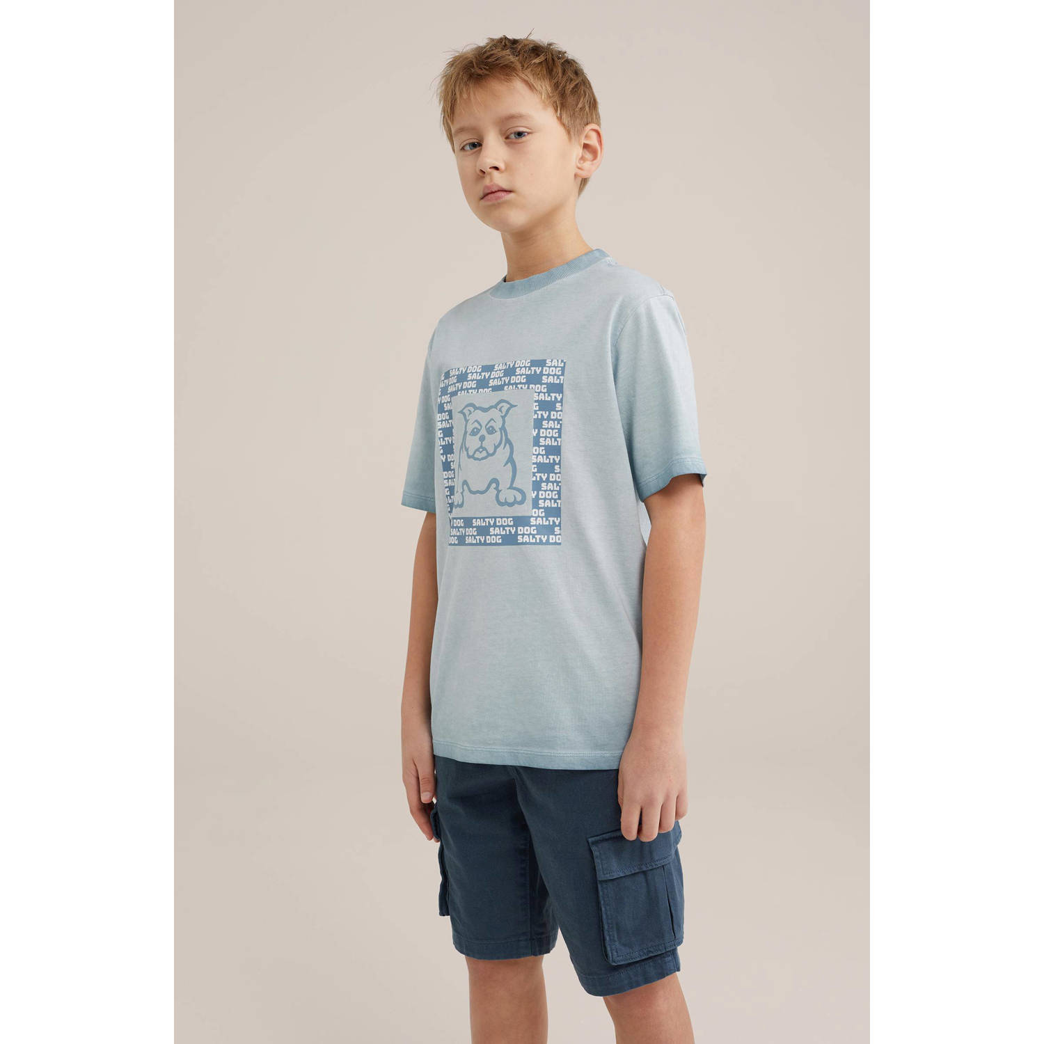 WE Fashion T-shirt met printopdruk lichtblauw