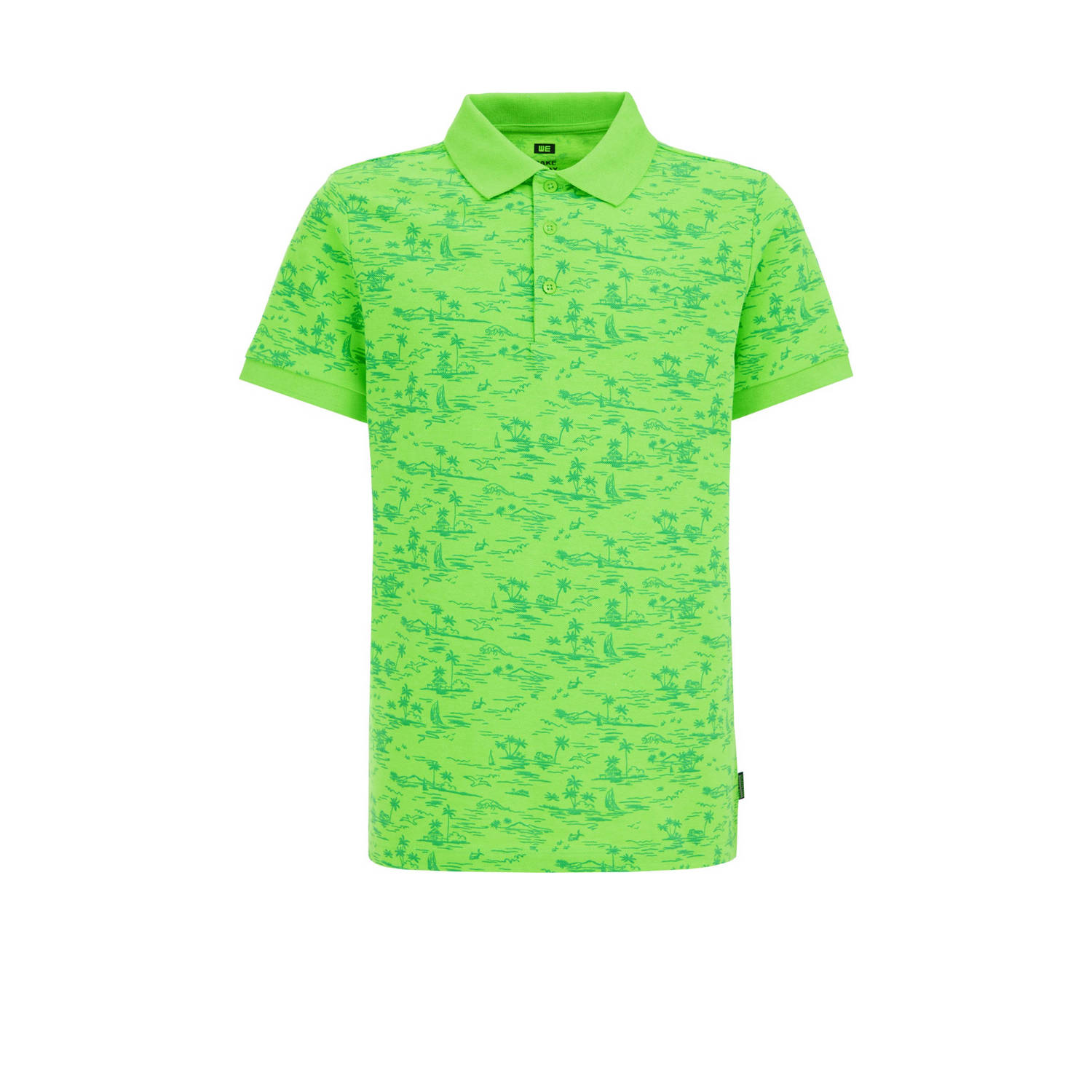 WE Fashion polo met all over print groen Jongens Polyester Polokraag All over print 110 116