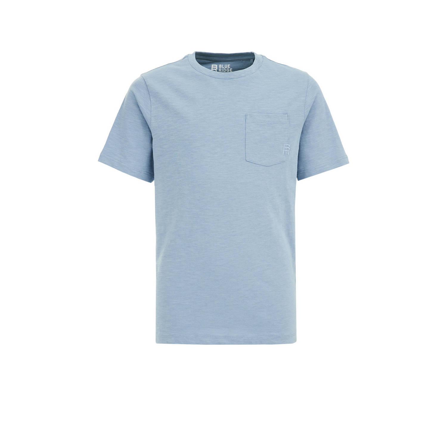 WE Fashion T-shirt grijsblauw Jongens Biologisch katoen Ronde hals Effen 110 116