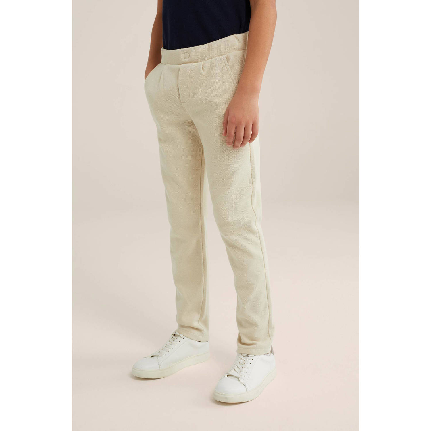 WE Fashion slim fit broek beige