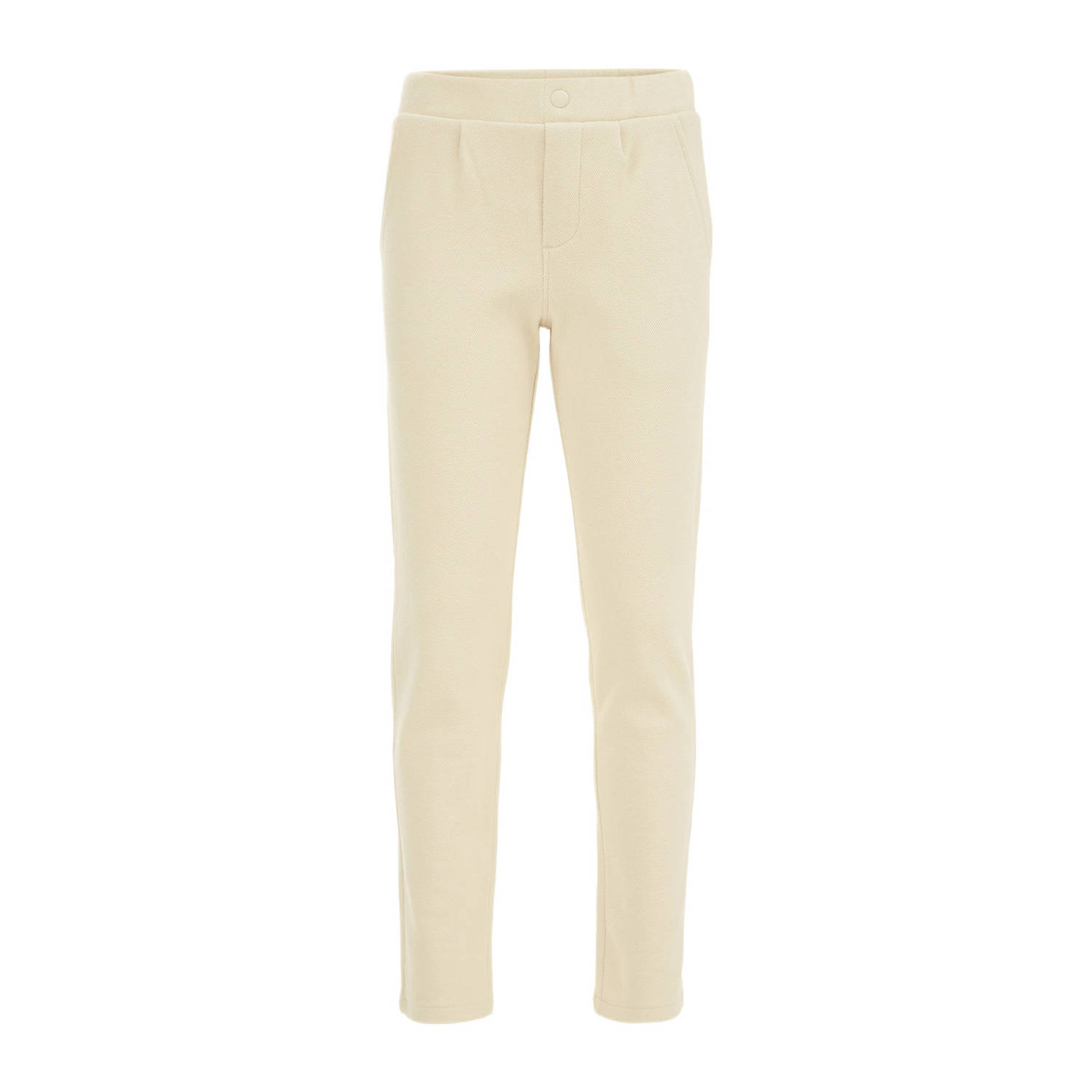 WE Fashion slim fit broek beige Jongens Katoen Effen 110