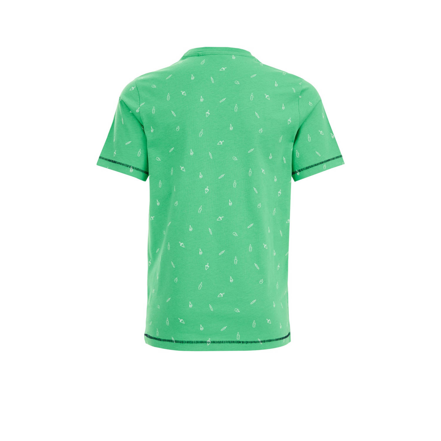 WE Fashion T-shirt met all over print groen wit