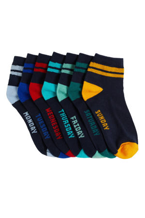 sokken - set van 7 donkerblauw/multicolor