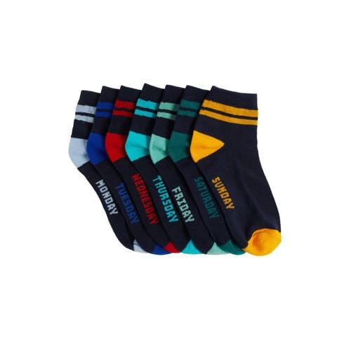 WE Fashion sokken - set van 7 donkerblauw/multicolor afbeelding