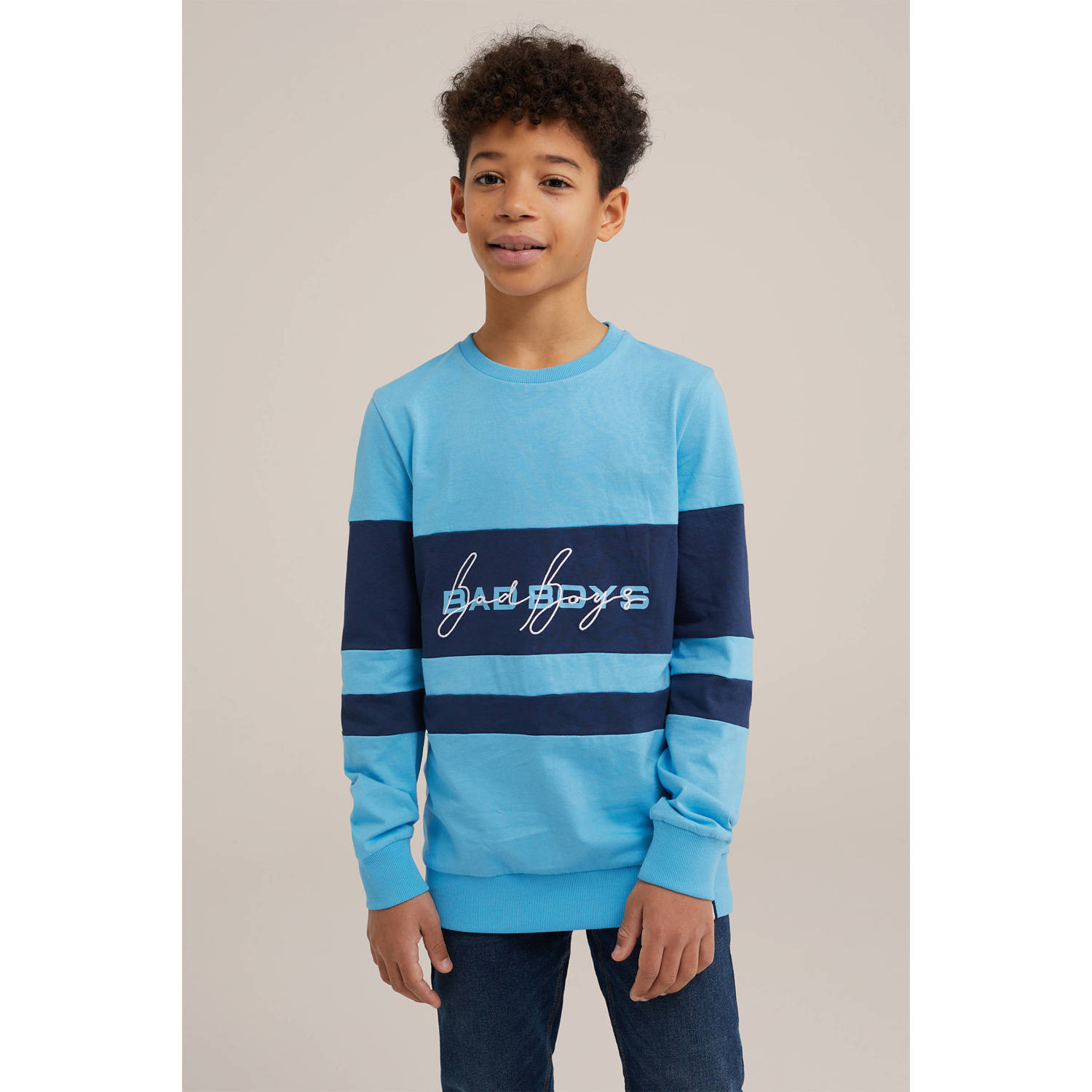 WE Fashion gestreepte sweater blauw