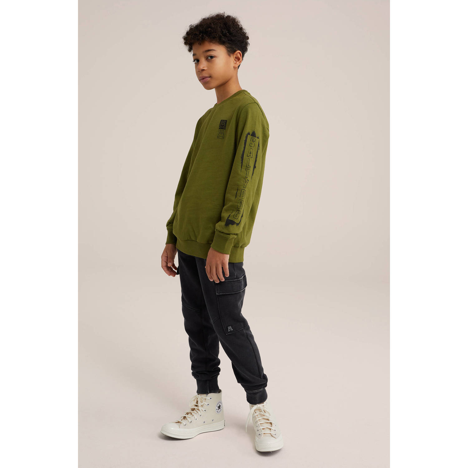 WE Fashion longsleeve met printopdruk groen