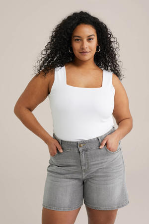 ribgebreide singlet wit