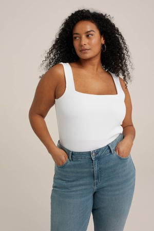 ribgebreide singlet wit