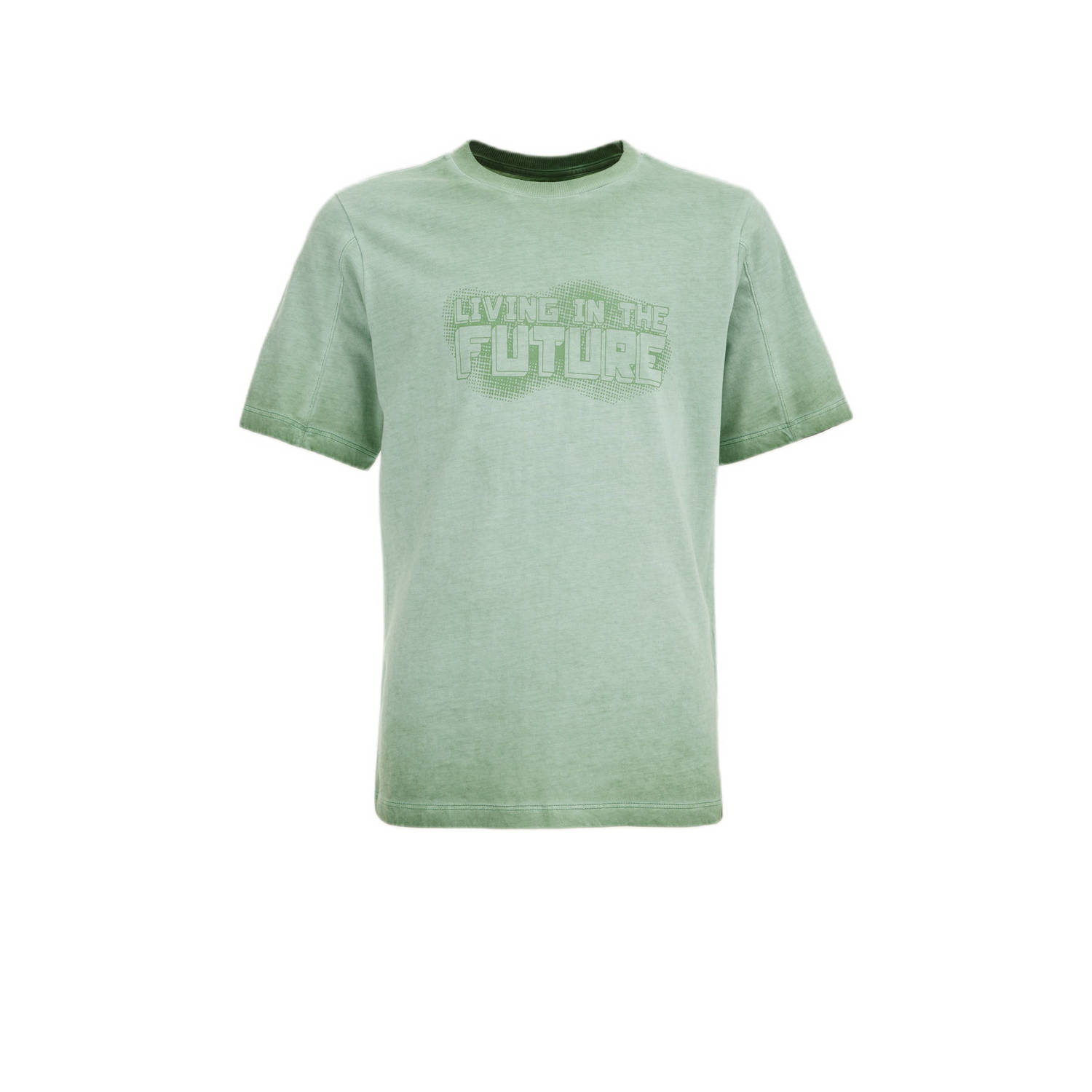 WE Fashion T-shirt met printopdruk ivy green Groen Jongens Katoen Ronde hals 122 128