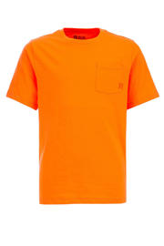 thumbnail: Oranje jongens WE Fashion Blue Ridge T-shirt van katoen met effen, korte mouwen en ronde hals
