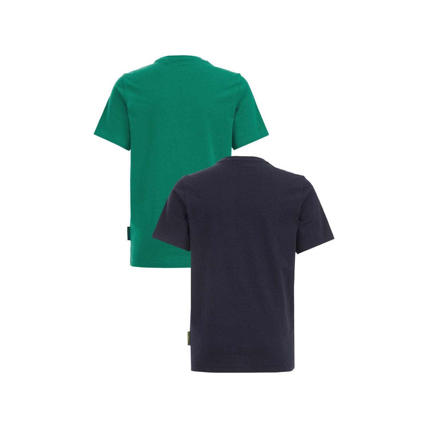 WE Fashion T-shirt set van 2 groen zwart