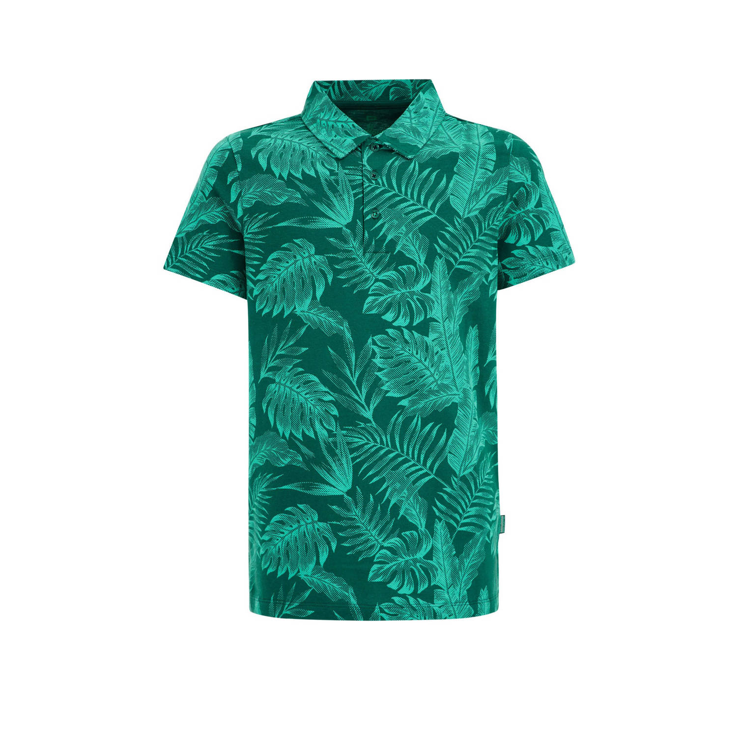 WE Fashion polo met bladprint groen Jongens Biologisch katoen Polokraag 110 116