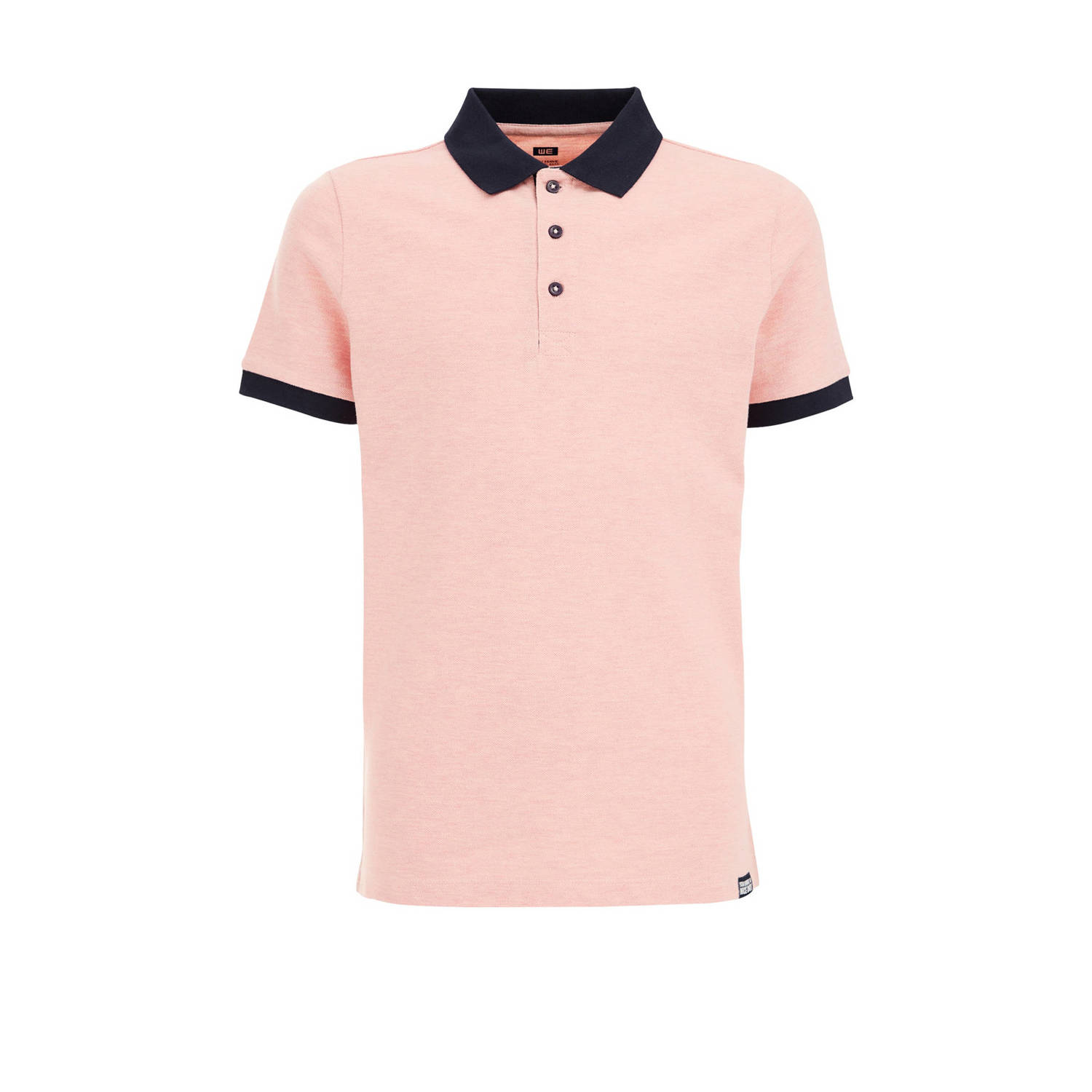 WE Fashion gemêleerde polo zalm roze donkerblauw Jongens Katoen Polokraag 110 116