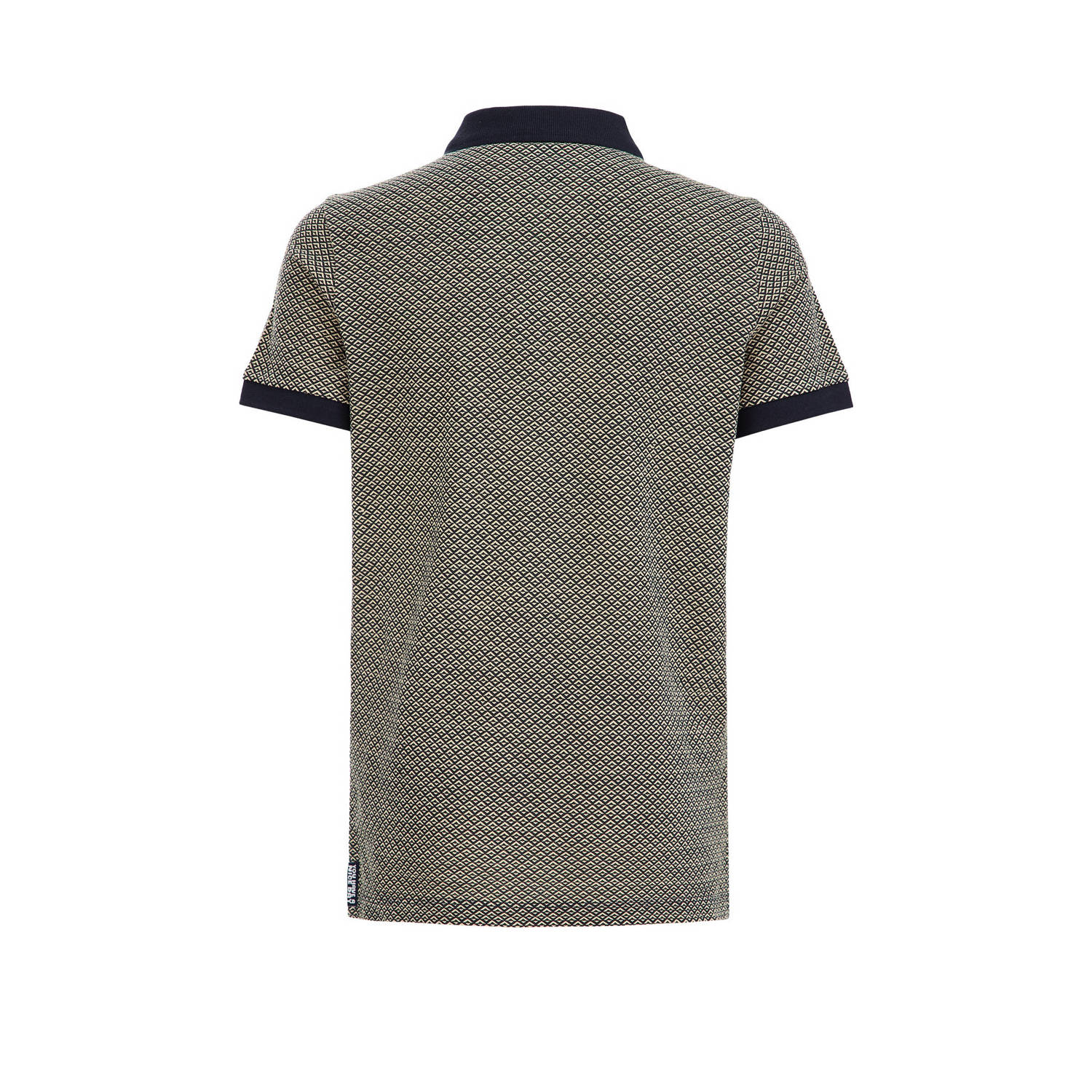 WE Fashion polo met all over print donkerblauw