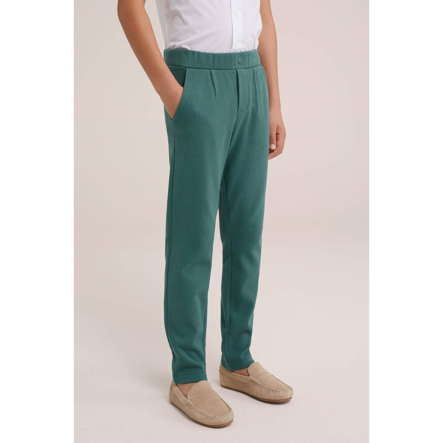 WE Fashion slim fit broek groen