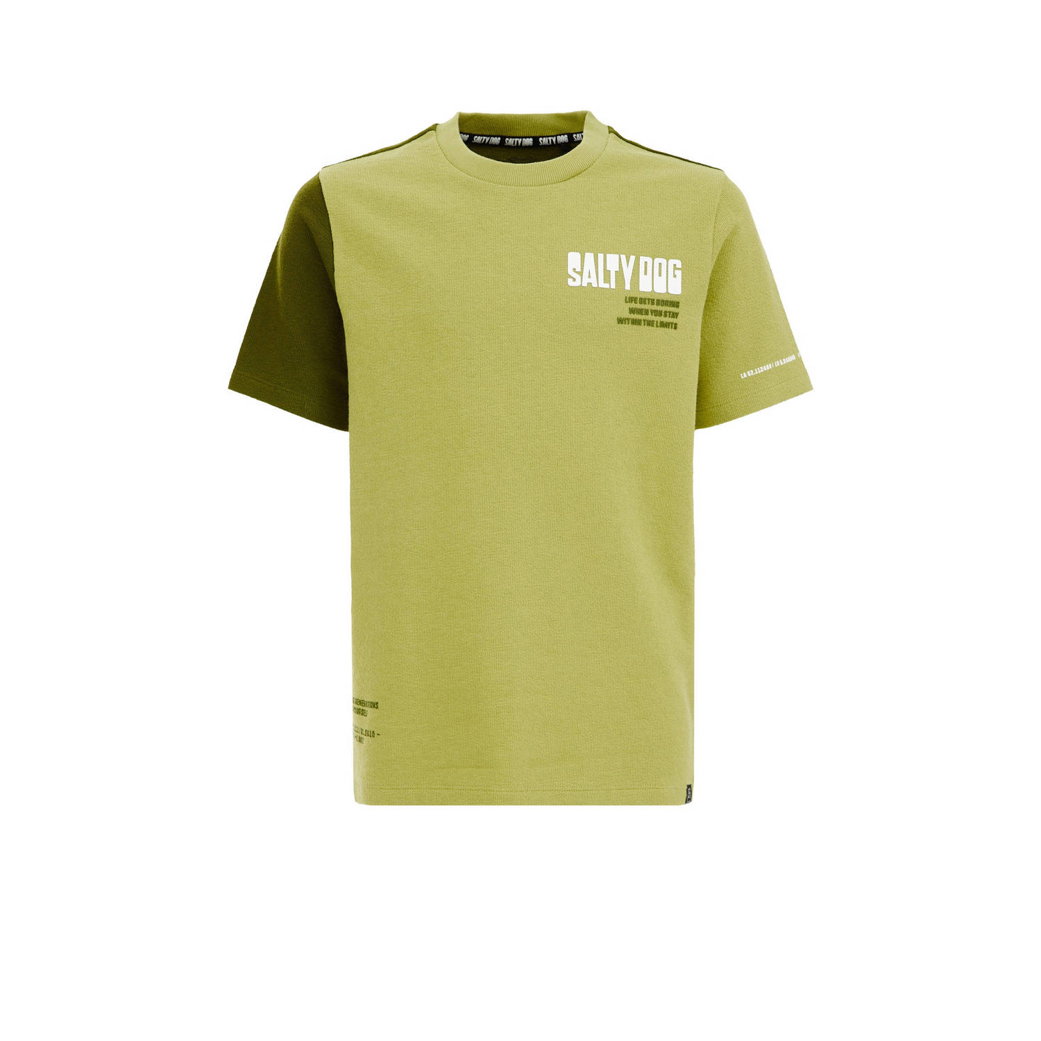 WE Fashion T-shirt groen Jongens Katoen Ronde hals Effen 110 116