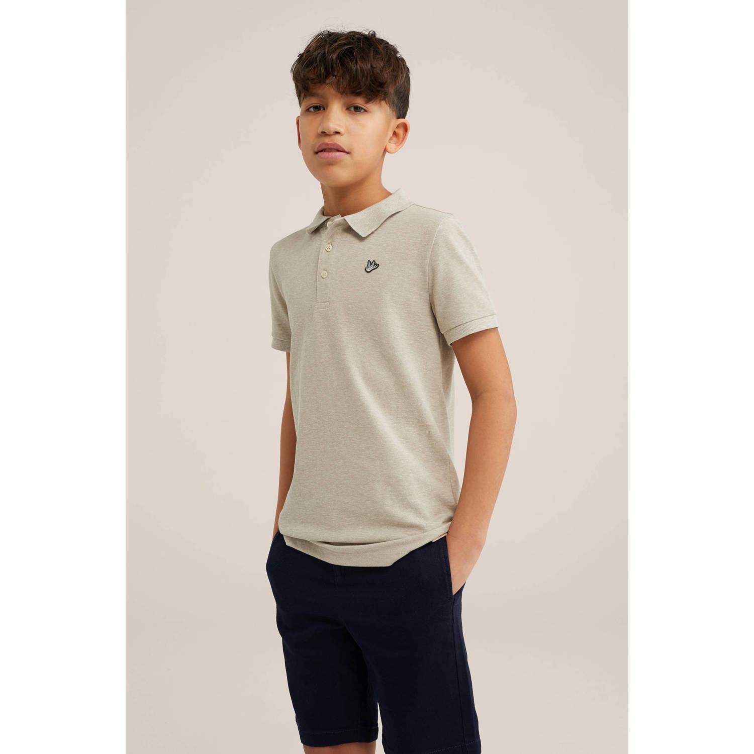 WE Fashion polo beige Jongens Katoen Polokraag Effen 110 116