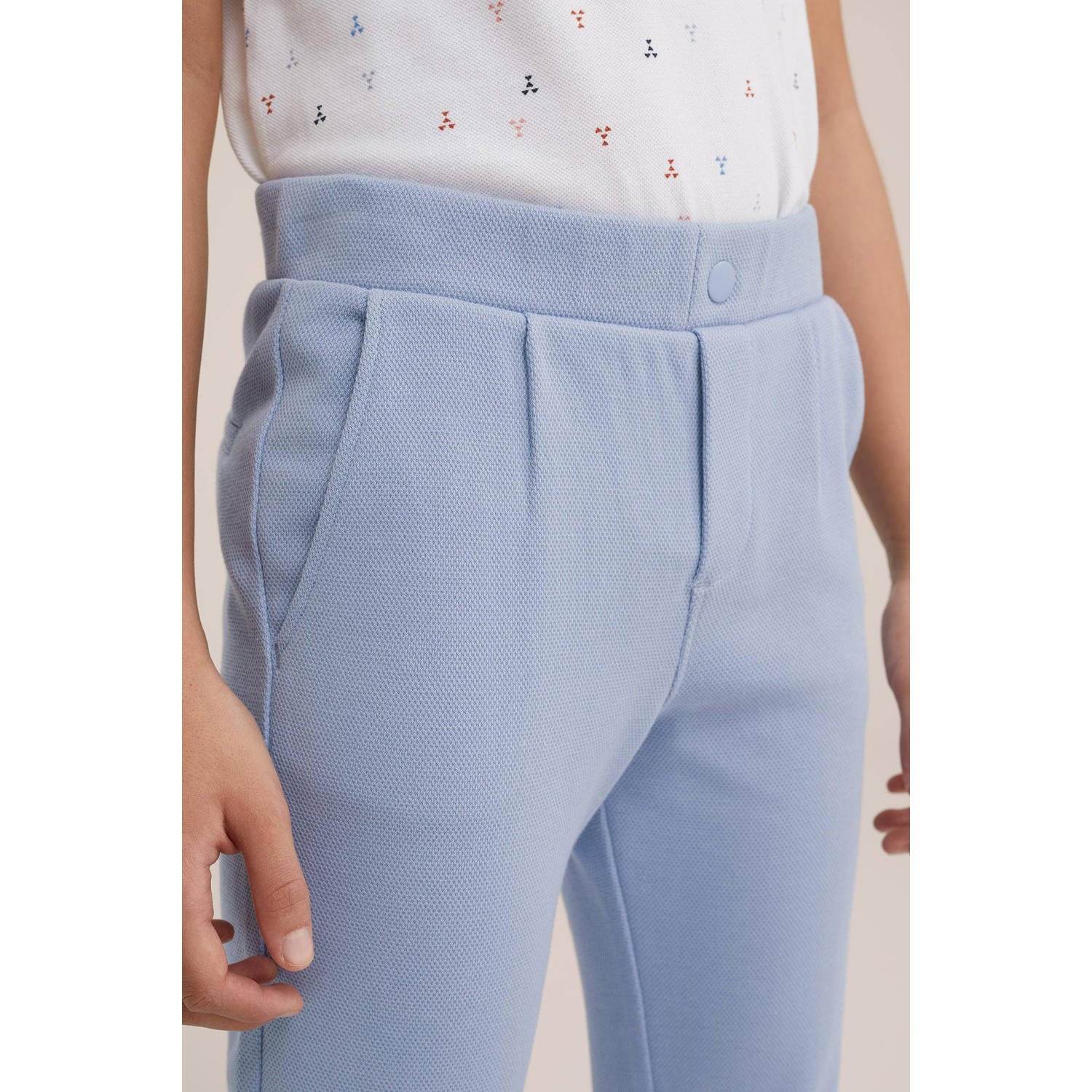 WE Fashion slim fit broek lichtblauw