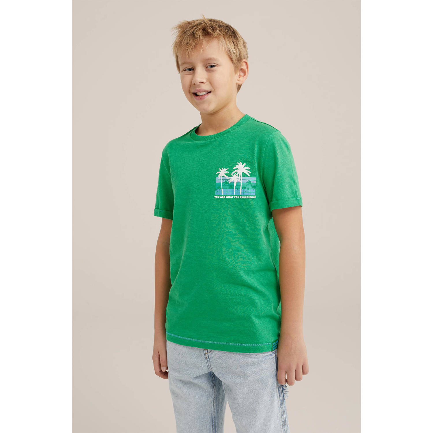 WE Fashion T-shirt met backprint groen