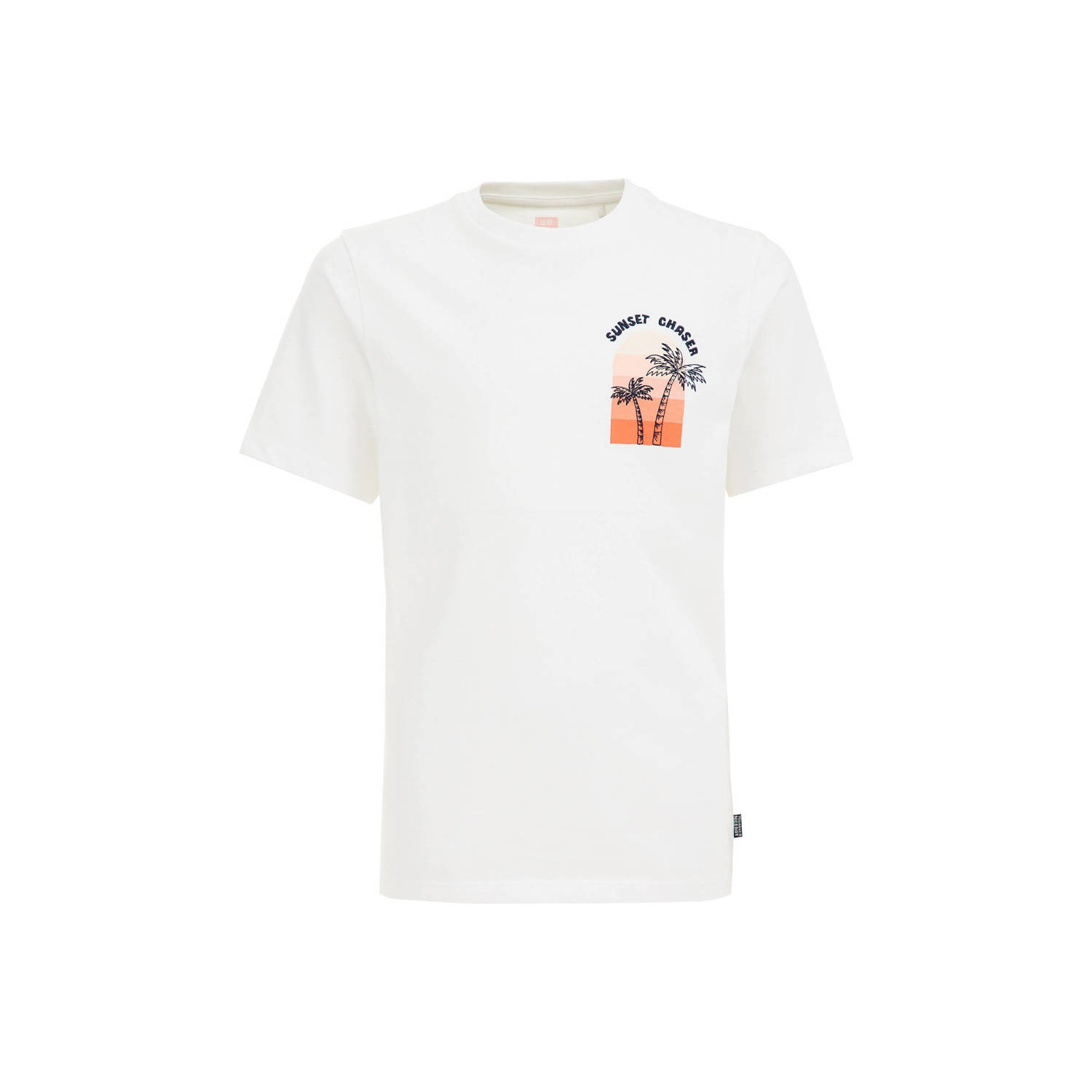 WE Fashion T-shirt met printopdruk wit Jongens Biologisch katoen Ronde hals 110 116