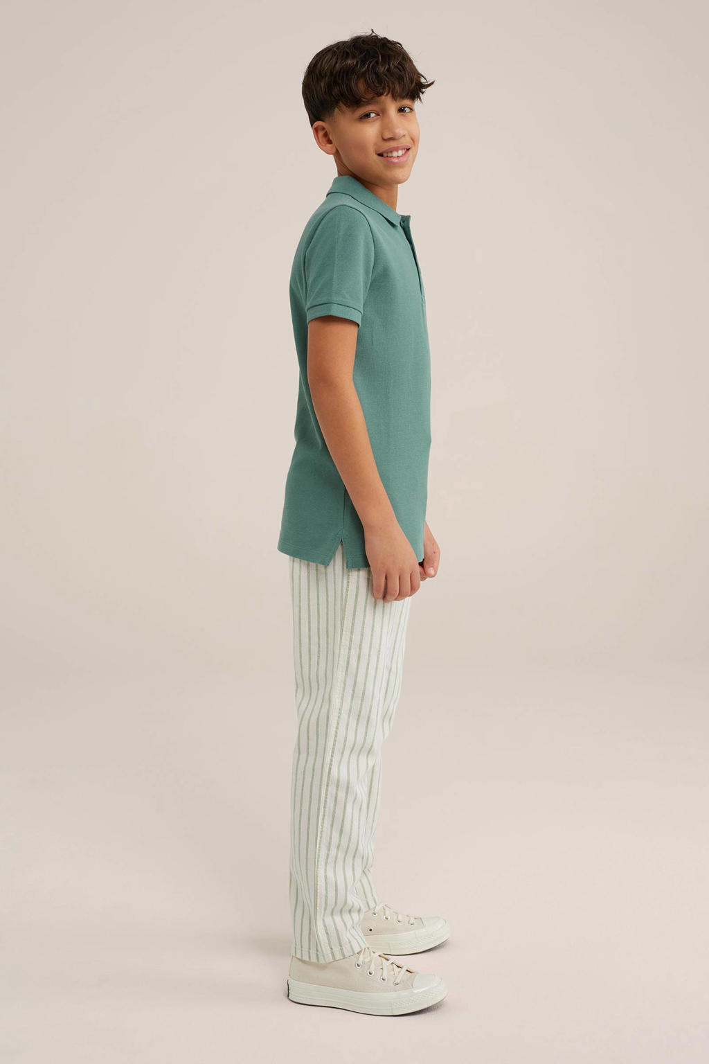WE Fashion polo grijsgroen