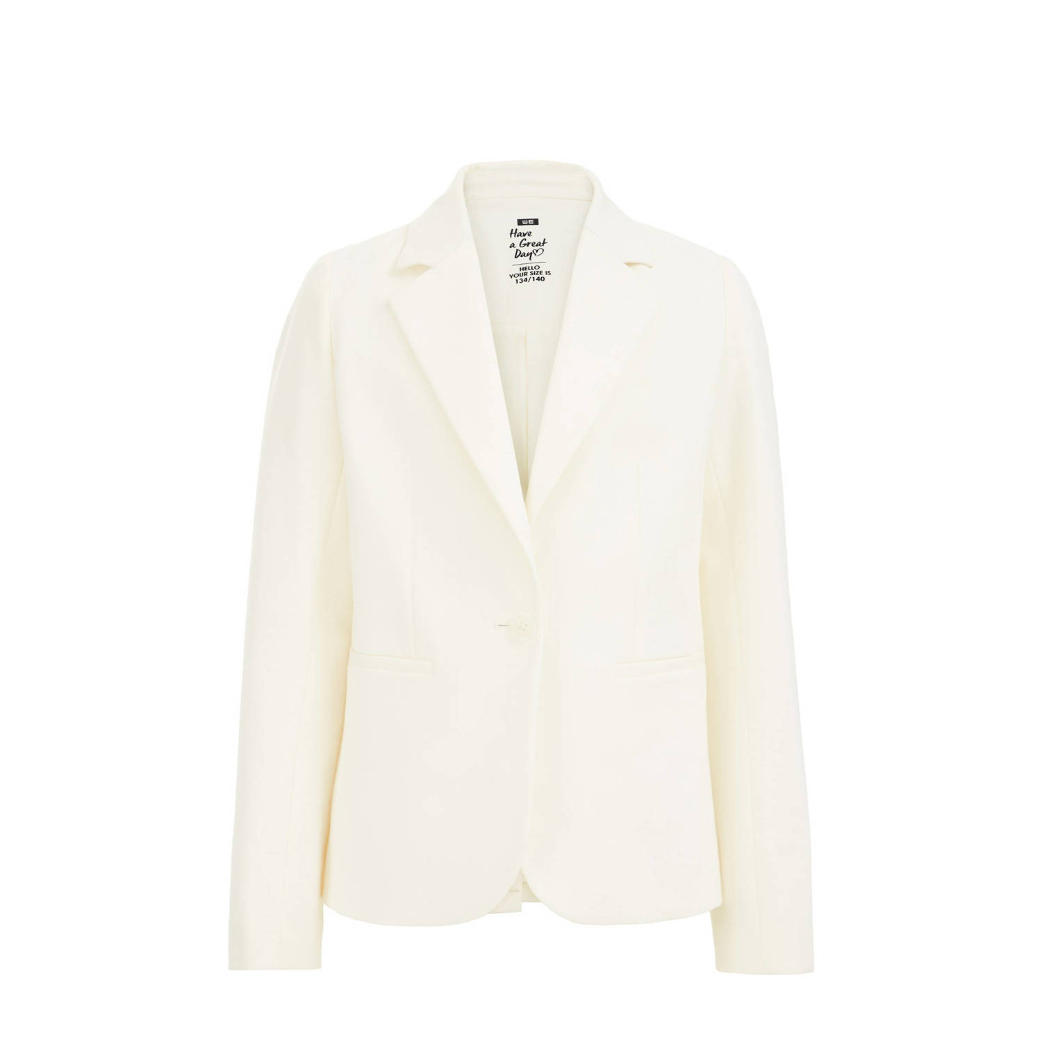 WE Fashion blazer wit Meisjes Stretchkatoen V-hals Effen 110 116