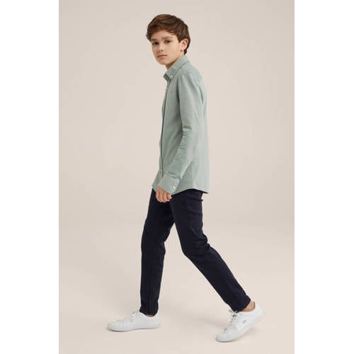 WE Fashion slim fit broek marineblauw afbeelding