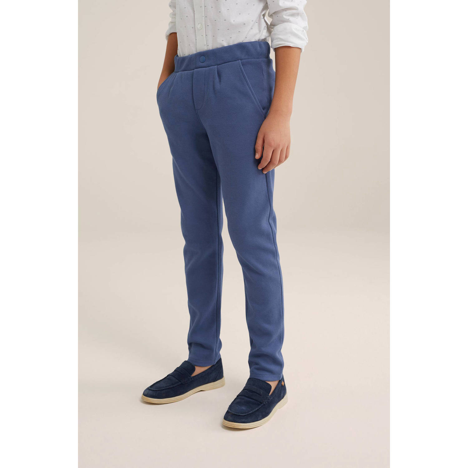 WE Fashion slim fit broek blauw