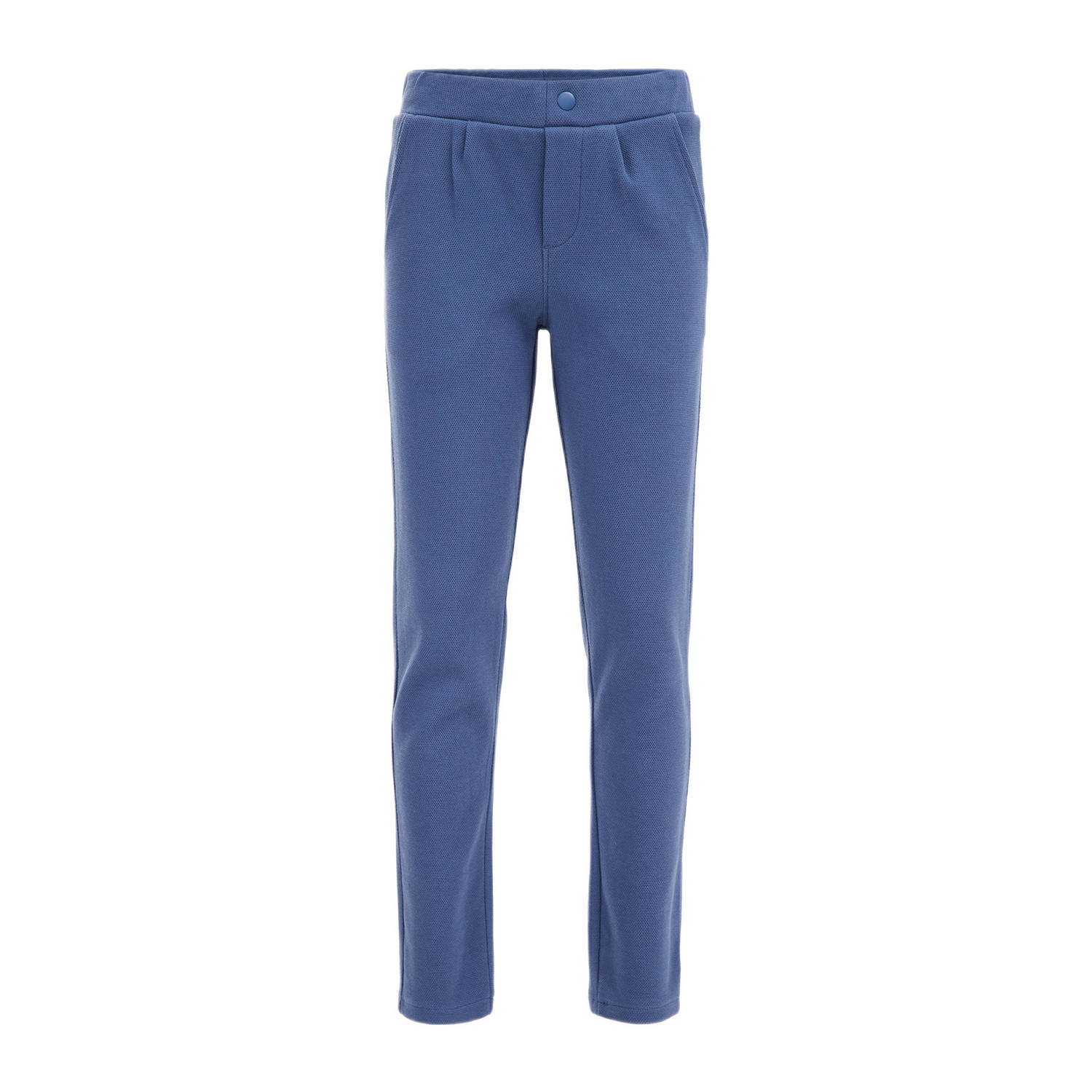 WE Fashion slim fit broek blauw Jongens Katoen Effen 104