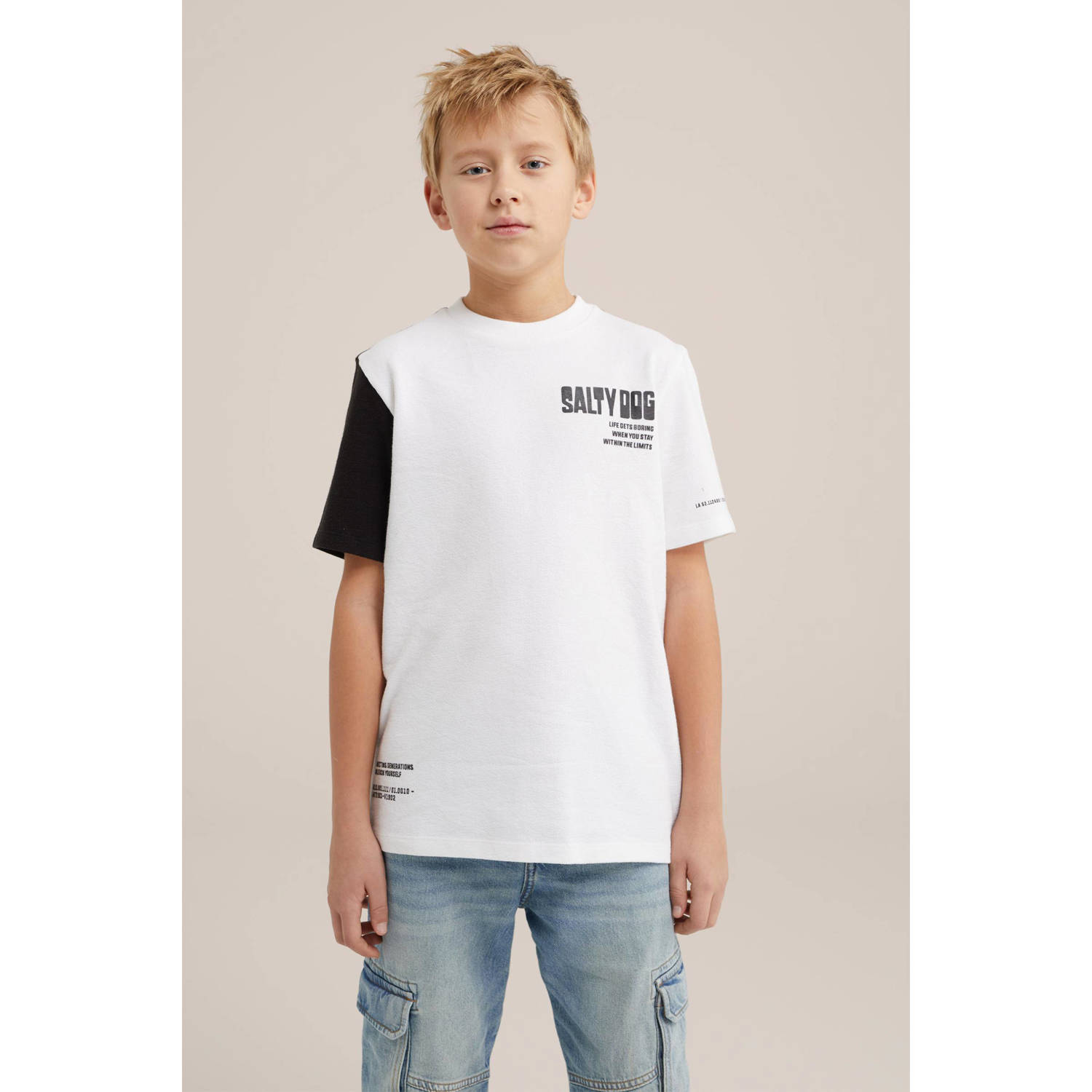 WE Fashion T-shirt wit zwart