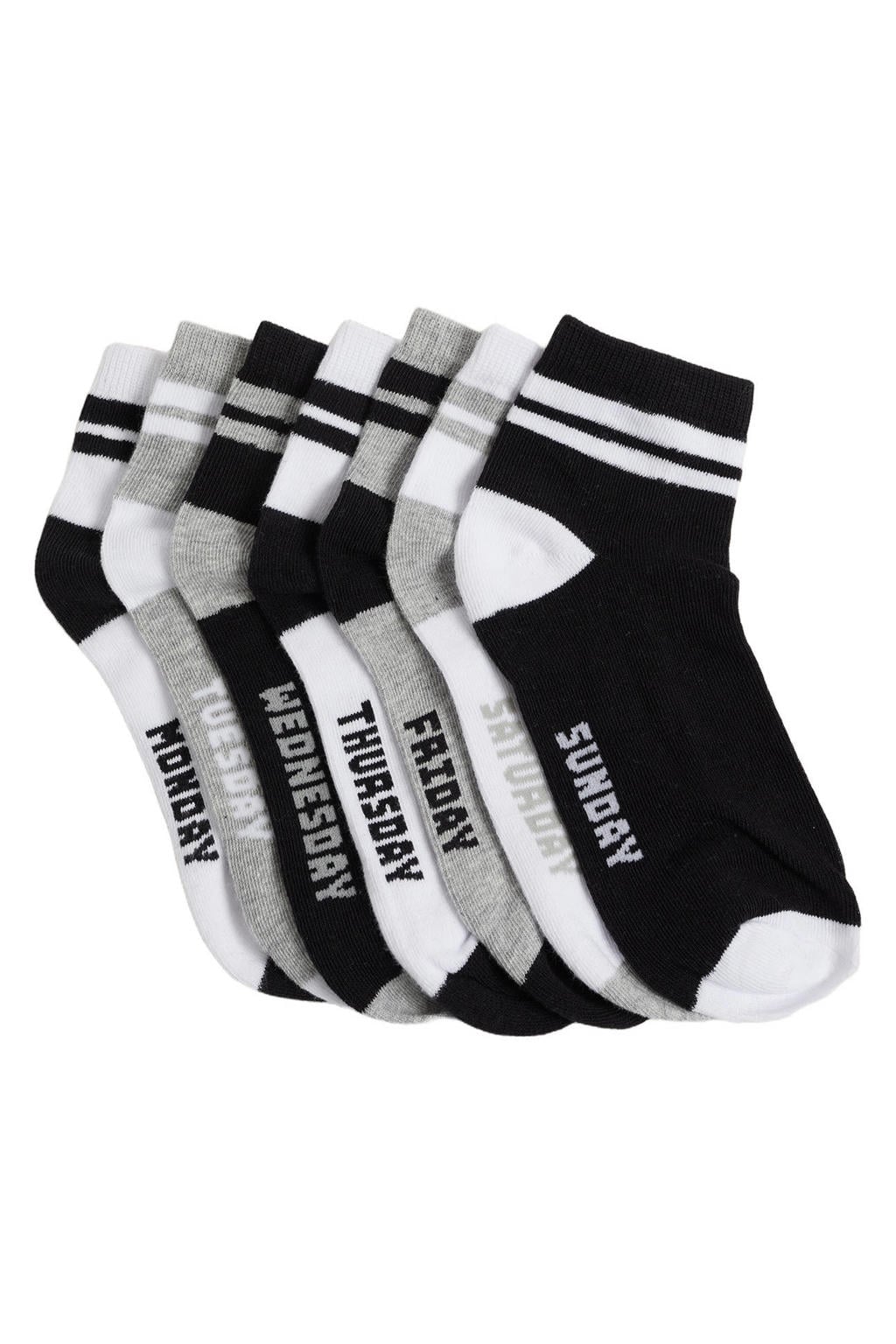 WE Fashion Sokken - zwart/grijs/wit (set van 7)
