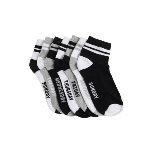 WE Fashion Sokken - set van 7 zwart/grijs/wit afbeelding
