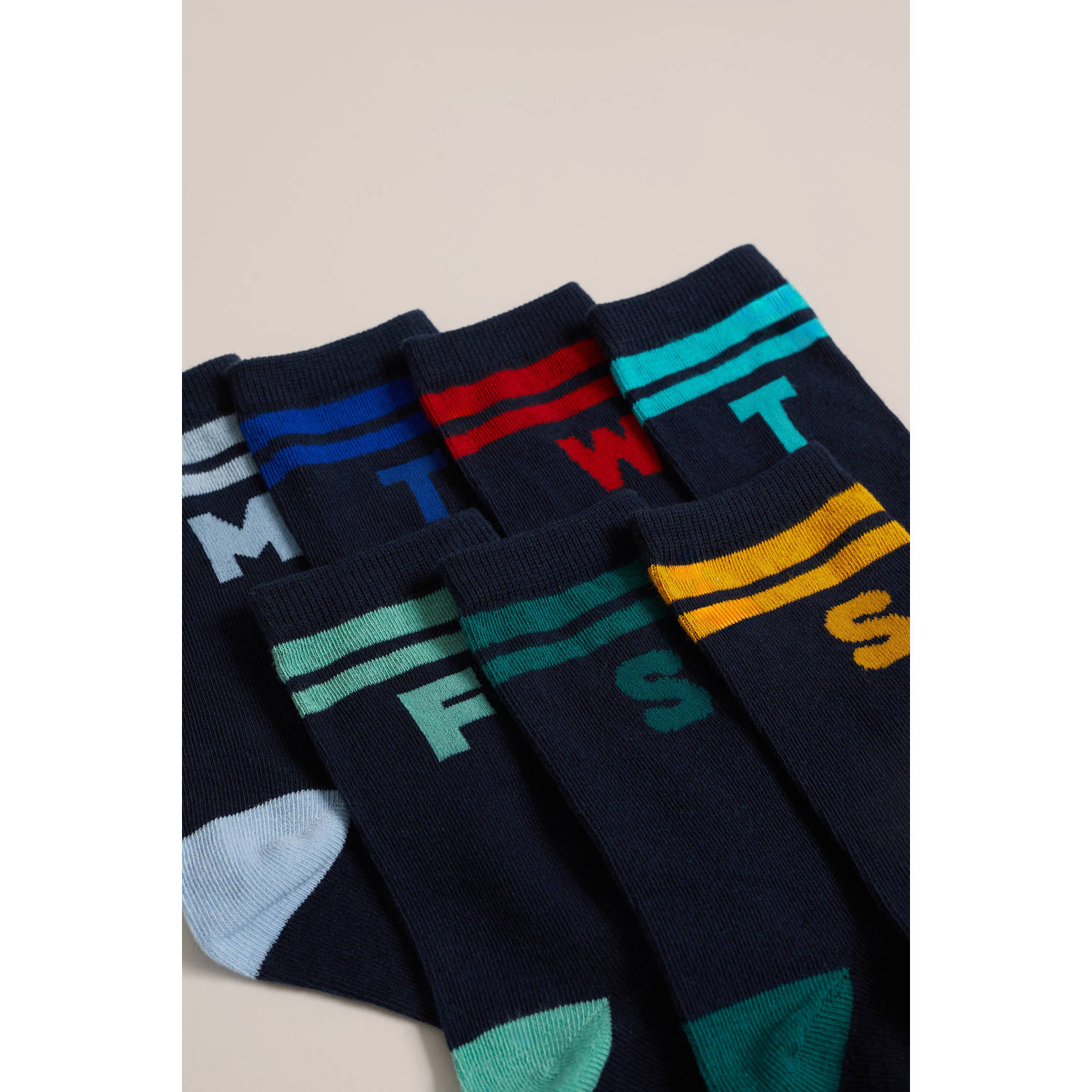 WE Fashion sokken set van 7 donkerblauw multicolor